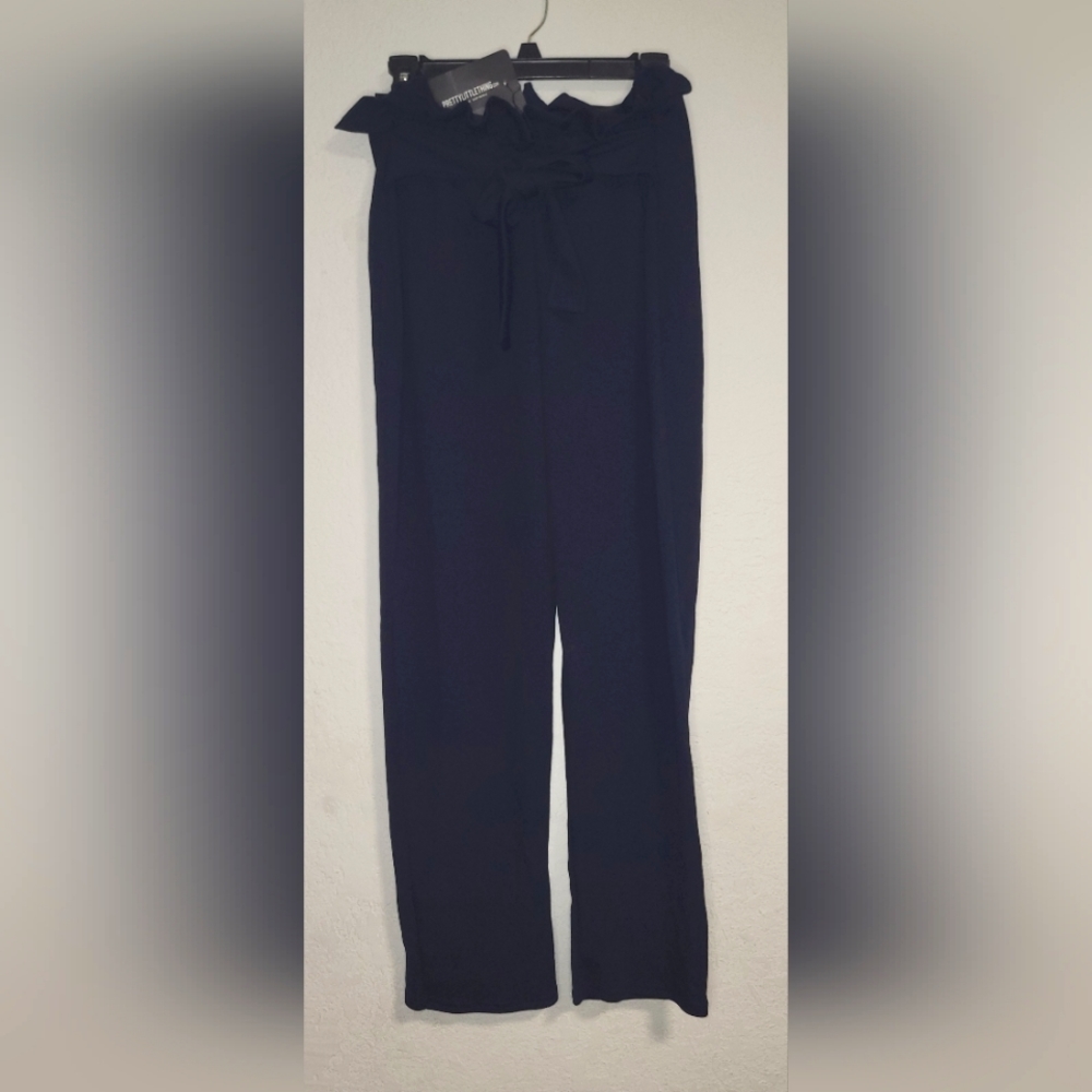 Navy paperbag waist skinny trouser